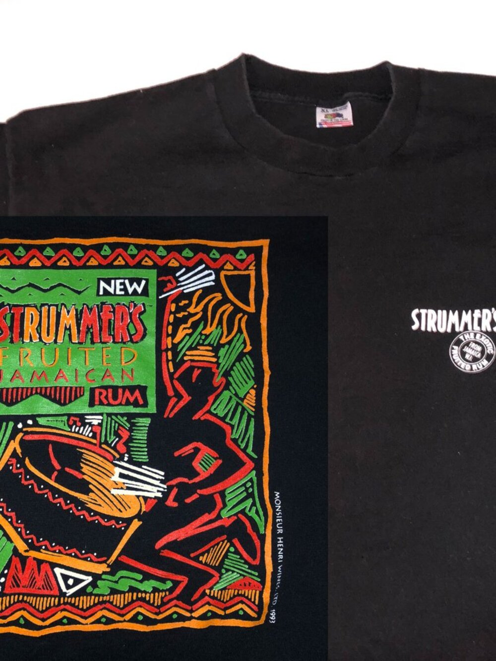 Vintage Strummer's Jamaican Rum Single Stich Reggae T-Shirt XL